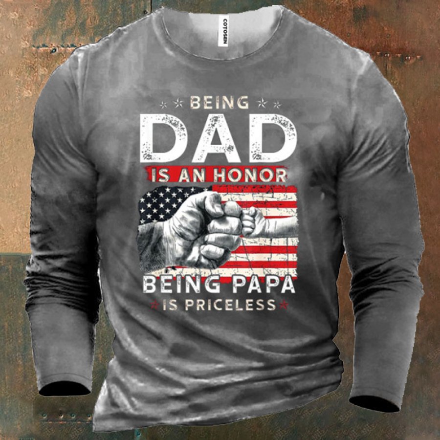 

American Flag Being Dad Is An Being Papa Men's Cotton T-Shirt