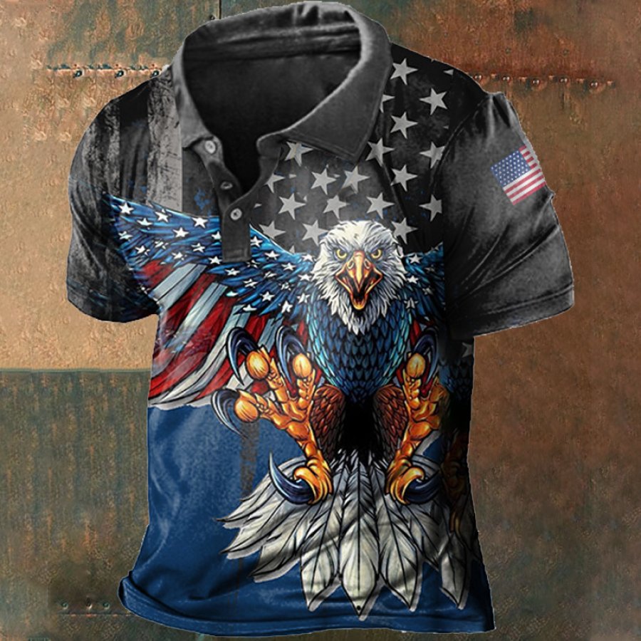 

Camiseta De Manga Corta Con Estampado De águila De La Libertad De La Bandera Americana Vintage Para Hombre