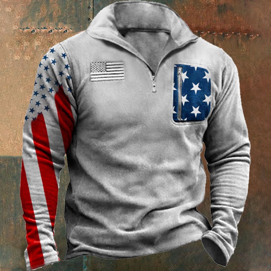

Winter-Sweatshirt Mit Amerikanischer Flagge Für Herren
