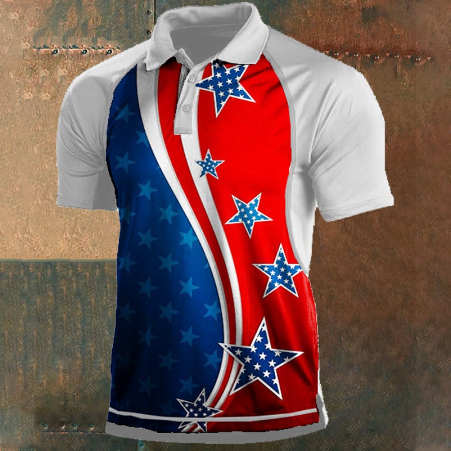 

Taktisches Sport-T-Shirt Mit Polokragen Für Herren Mit Amerikanischer Flagge