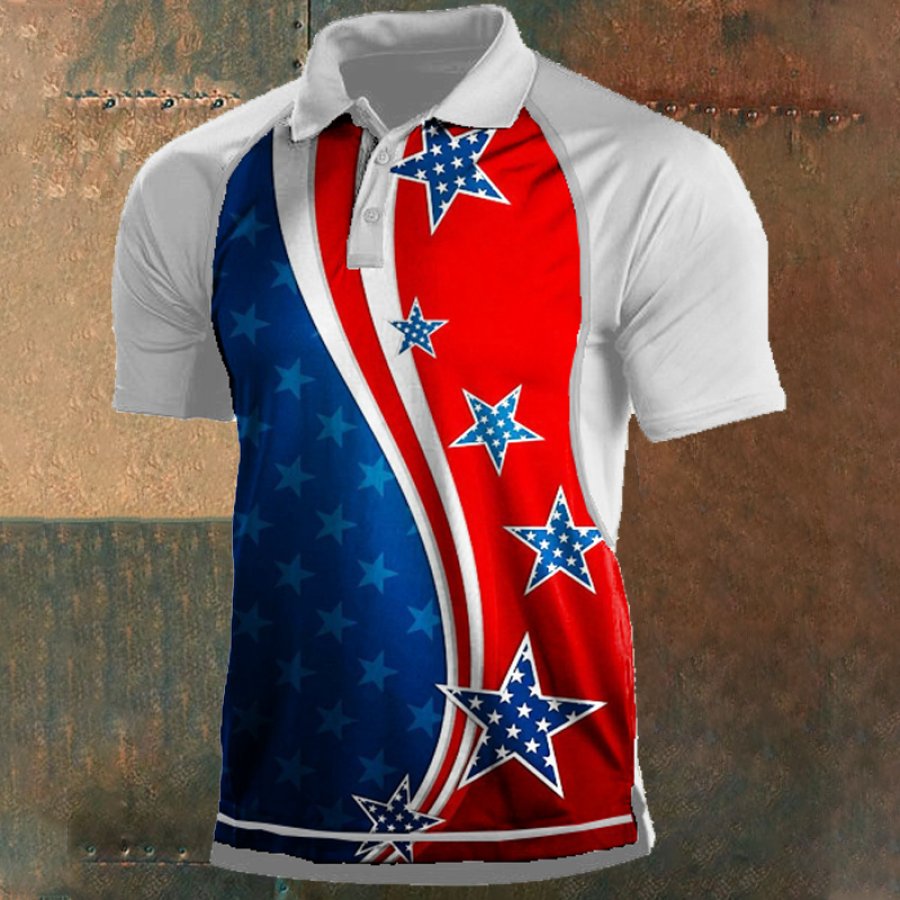 

T-shirt à Col Polo Sport Tactique Extérieur Drapeau Américain Pour Homme