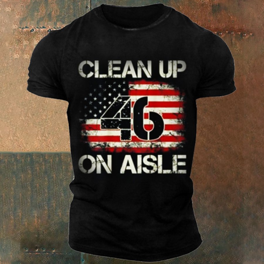 

Мужская футболка Vintage American Flag Patriotic Clean Up On Aisle 46