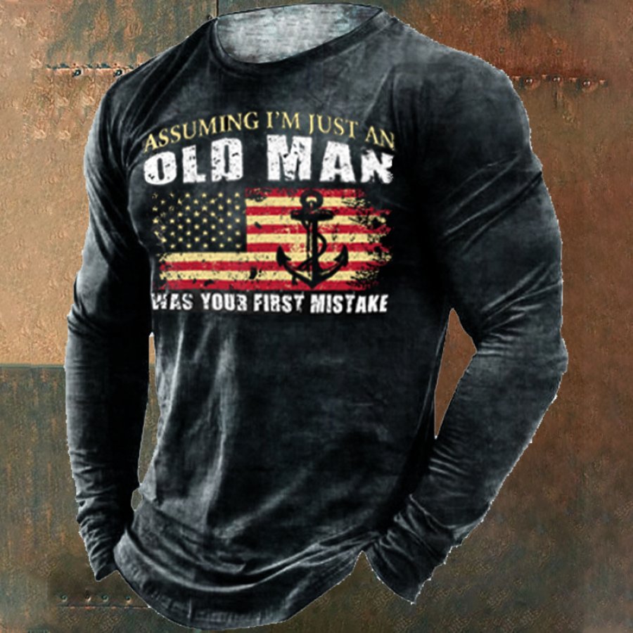 

Old Men War Dein Erster Fehler American Flag Outdoor-Sporttop Für Herren
