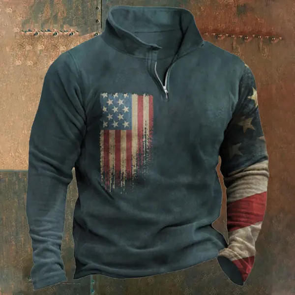 Men's American Flag Winter Sweatshirt - Cotosen.com