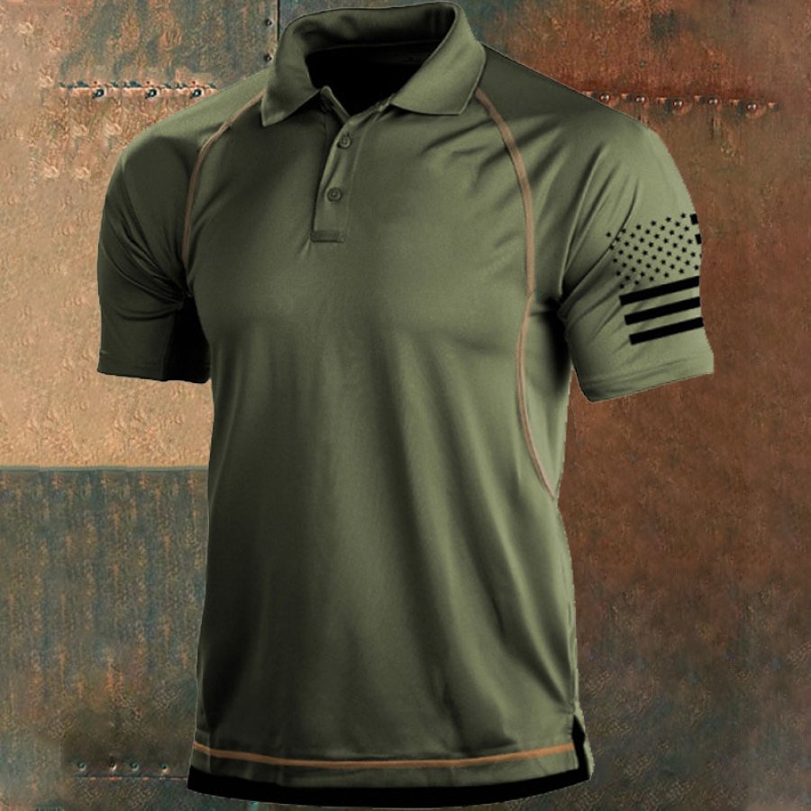 

Camiseta De Cuello Polo De Deporte Táctico Con Bandera Estadounidense Para Exteriores De Talla Grande Para Hombre