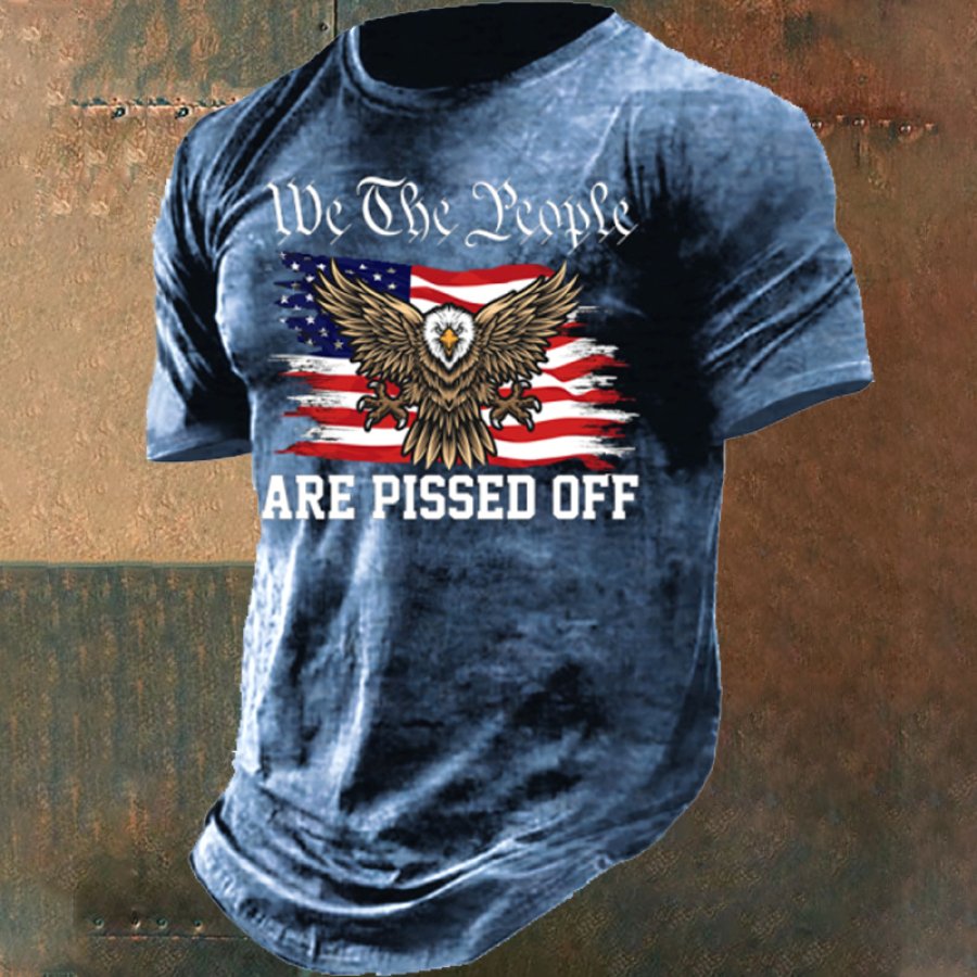 

We The People Are Pissed Off American Flag Eagle Camisa Corta Para Hombre
