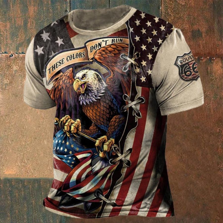 

Camiseta De Manga Corta Vintage American Eagle Route 66 Para Hombre