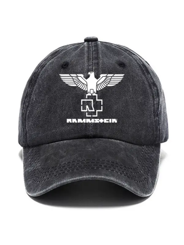 Washed Cotton Sun Hat Vintage Rammstein Rock Band Outdoor Casual Cap - Valiantlive.com 