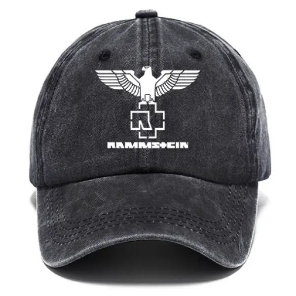 Washed Cotton Sun Hat Vintage Rammstein Rock Band Outdoor Casual Cap - Elementnice.com 
