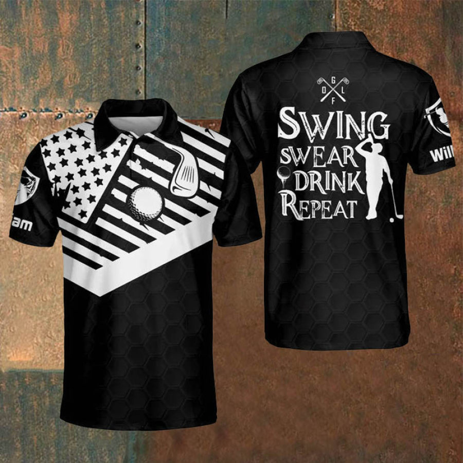 

Swing Swear Drink American GOLF Poloshirt Für Herren