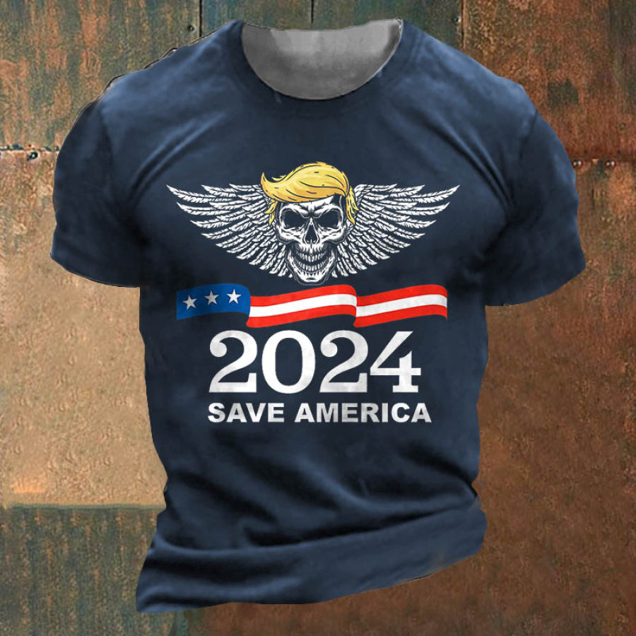 

Herren-T-Shirt Mit Amerikanischer Flagge Und Patriotischem Aufdruck Kurzärmelig Rundhalsausschnitt