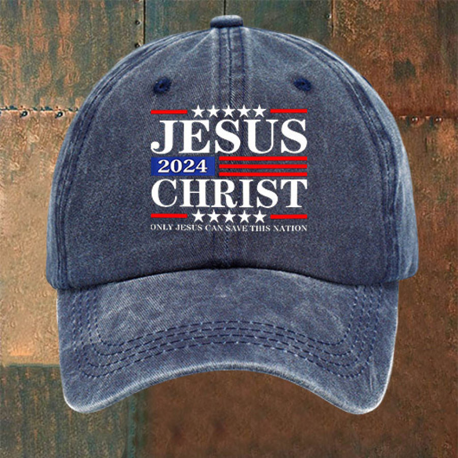 

Washed Cotton Sun Hat Vintage Jesus Christ American Patriotic Outdoor Casual Cap