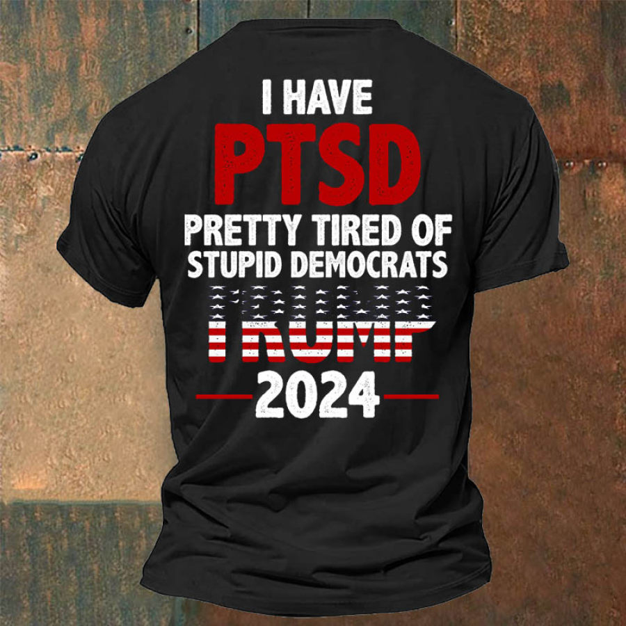 

American Flag I Have PTSD Herren Vintage Daily Kurzarm-T-Shirt Mit Rundhalsausschnitt