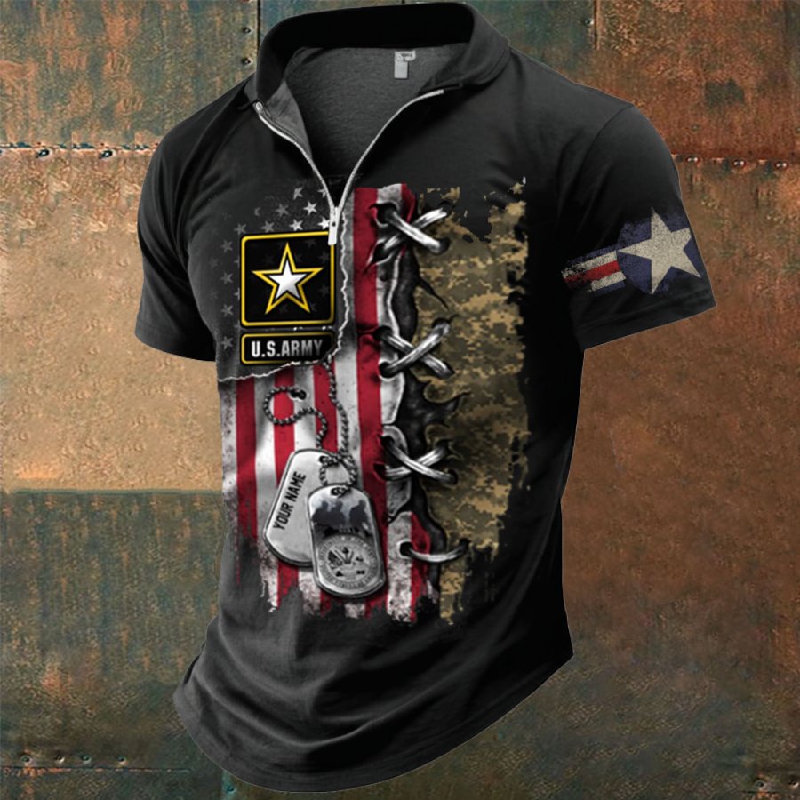 

Herren-T-Shirt Der US Air Force Mit Reißverschluss Und Henley-Kragen