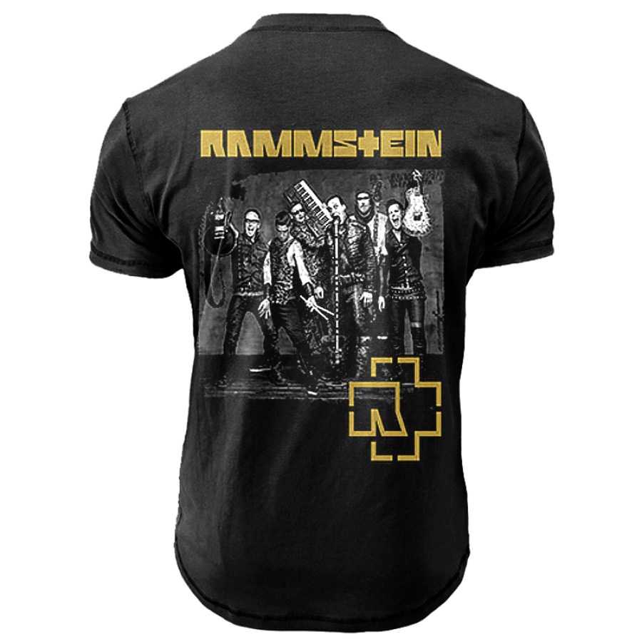 

T-shirt à Manches Courtes Et Col Henry Vintage Rammstein Pour Hommes