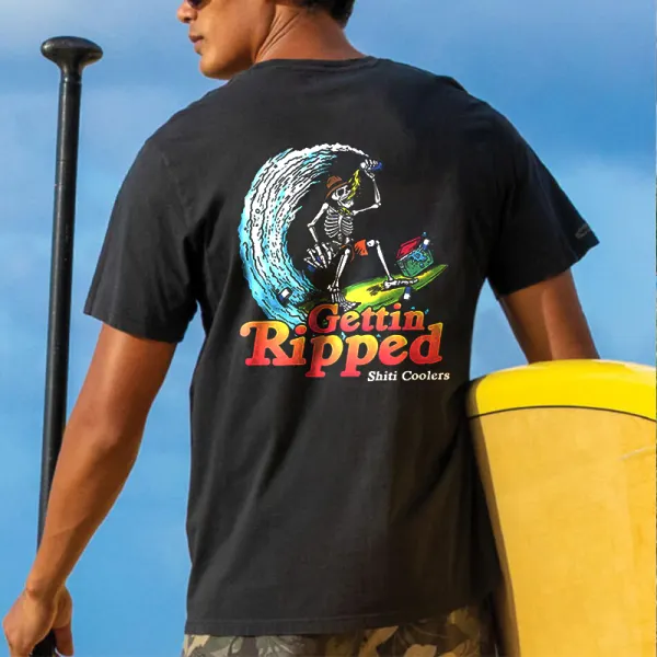 Men's Skull Outdoor Surfing Beach Resort T-shirt - Salolist.com 