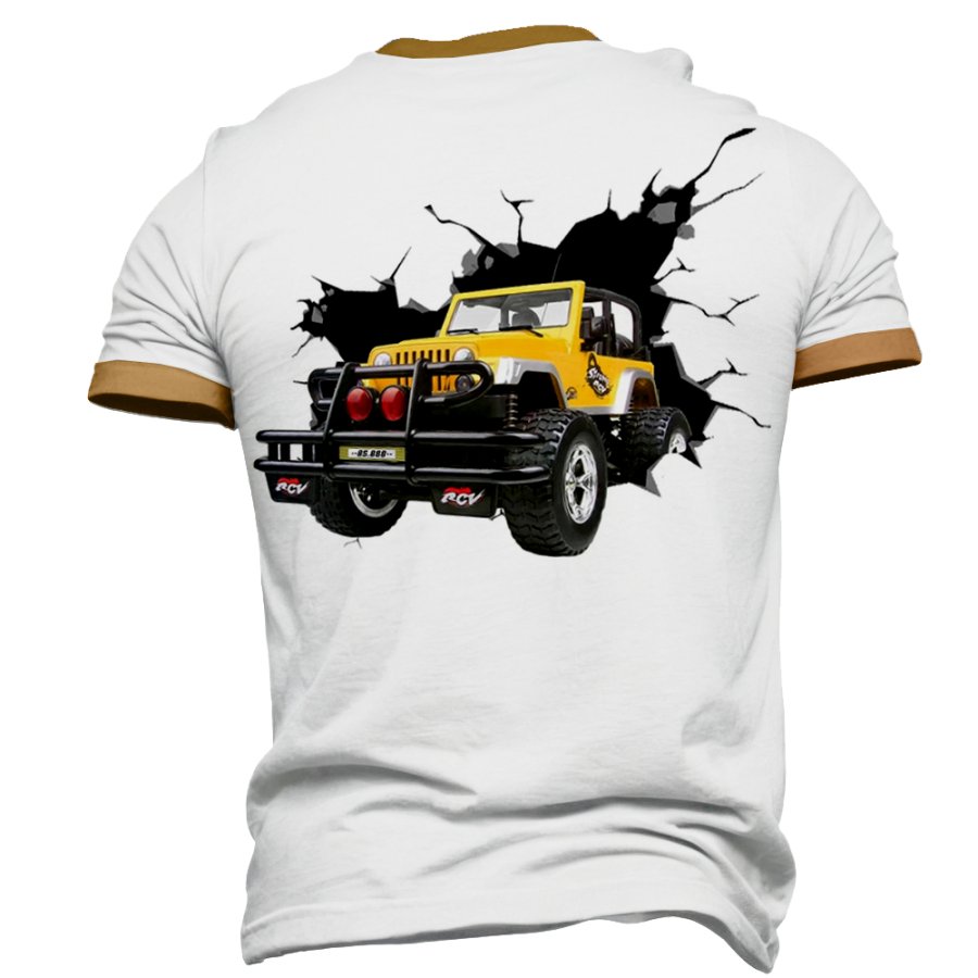 

Herren-T-Shirt Mit Jeep-Henry-Kragen Und Kontrastierendem Aufdruck