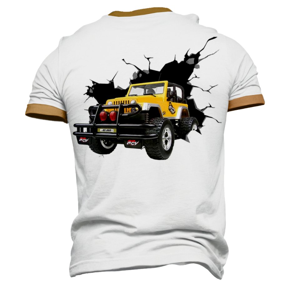 

Men's Jeep Henry Collar With Contrasting Print T-shirt