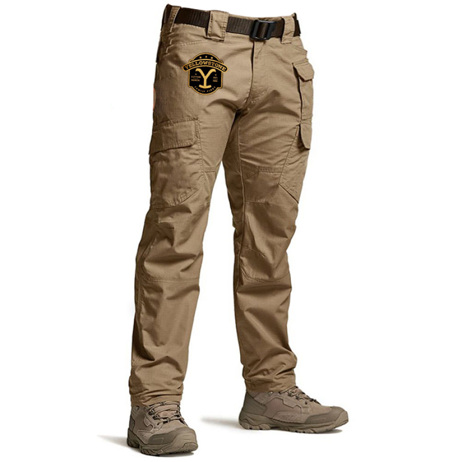 

Pantalones Casuales Con Cremallera Y Bolsillo Exterior Estampado Yellowstone Para Hombre