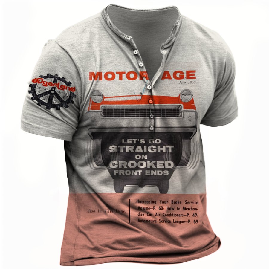 

Men's The Motor Age Garage Vintage Henry Contrasting Colors Print T-shirt