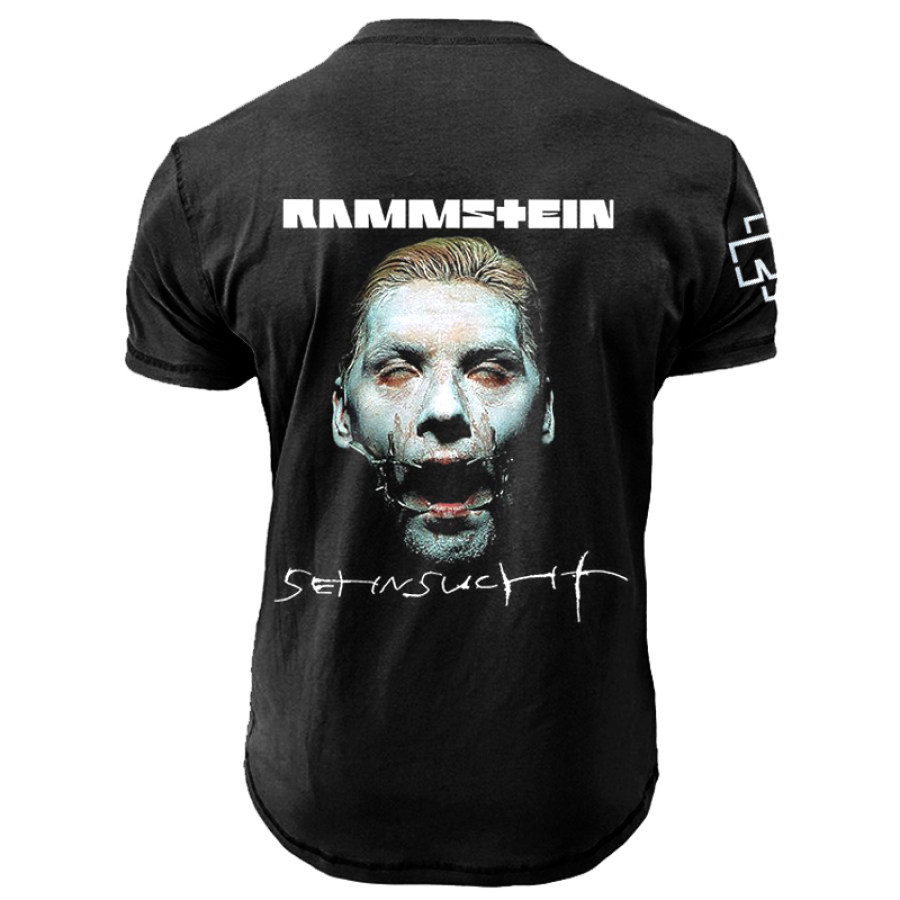 

Camiseta De Hombre Rammstein Vintage Henry Neck De Manga Corta