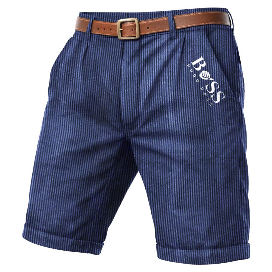 

Herren-Freizeitshorts Aus Cord Mit Boss-Print Und Vintage-Tasche