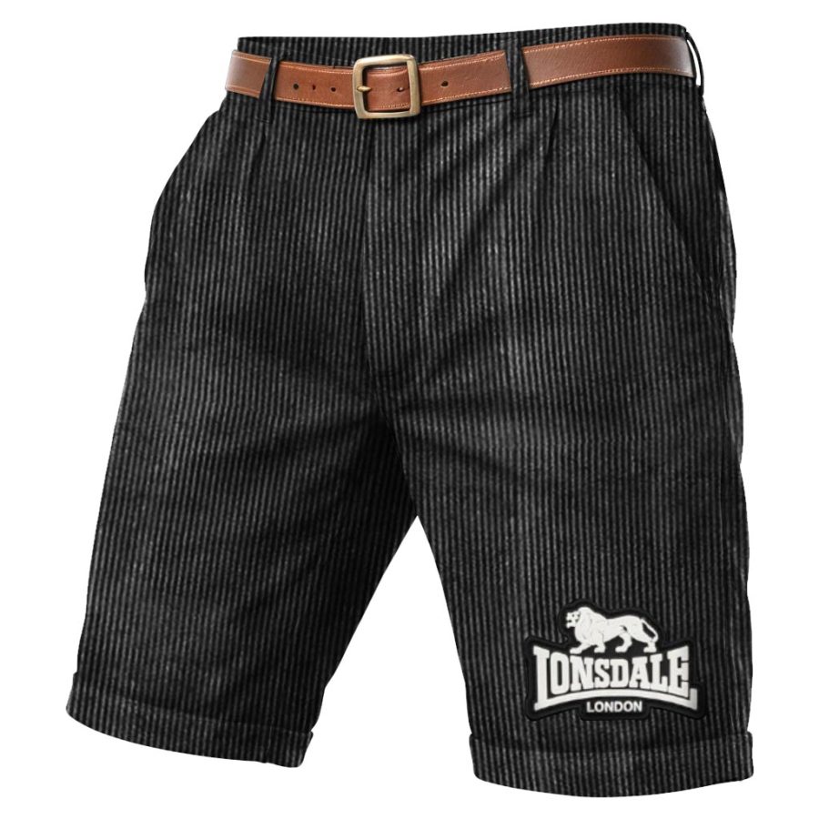 

Herren-Freizeitshorts Aus Cord Mit Lonsdale-Löwenmuster Vintage-Stil Mit Tasche