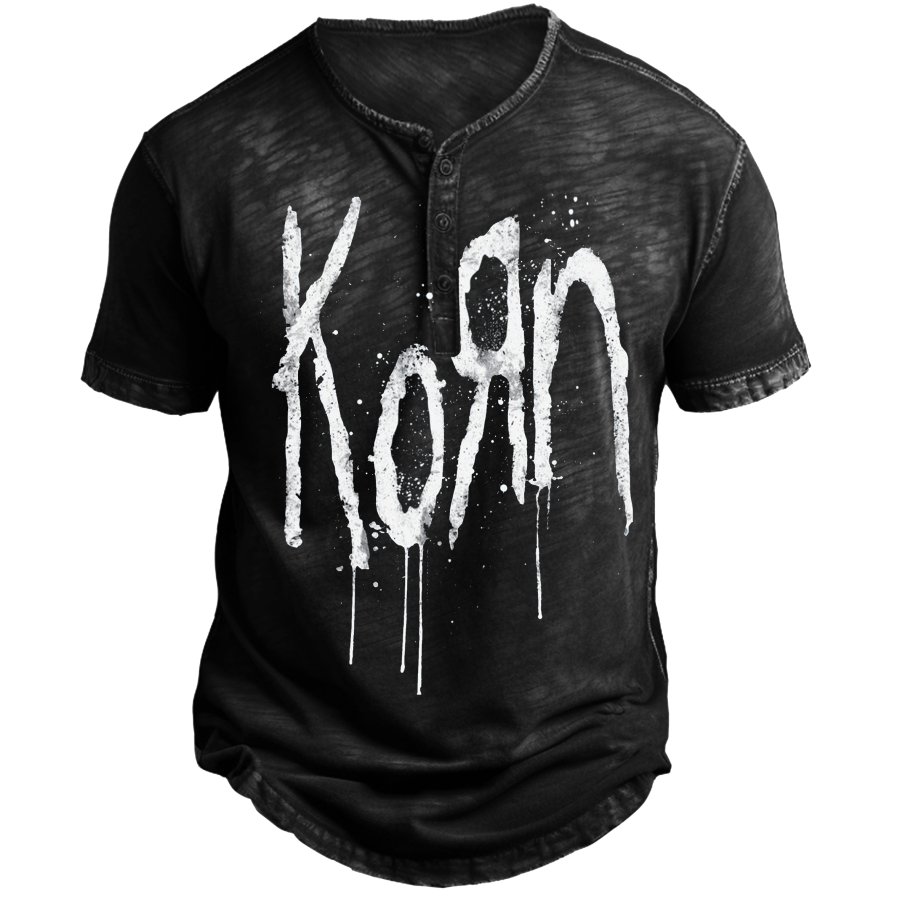 

Men's Korn Still A Freak Printed Henry Short Sleeve T-Shirt