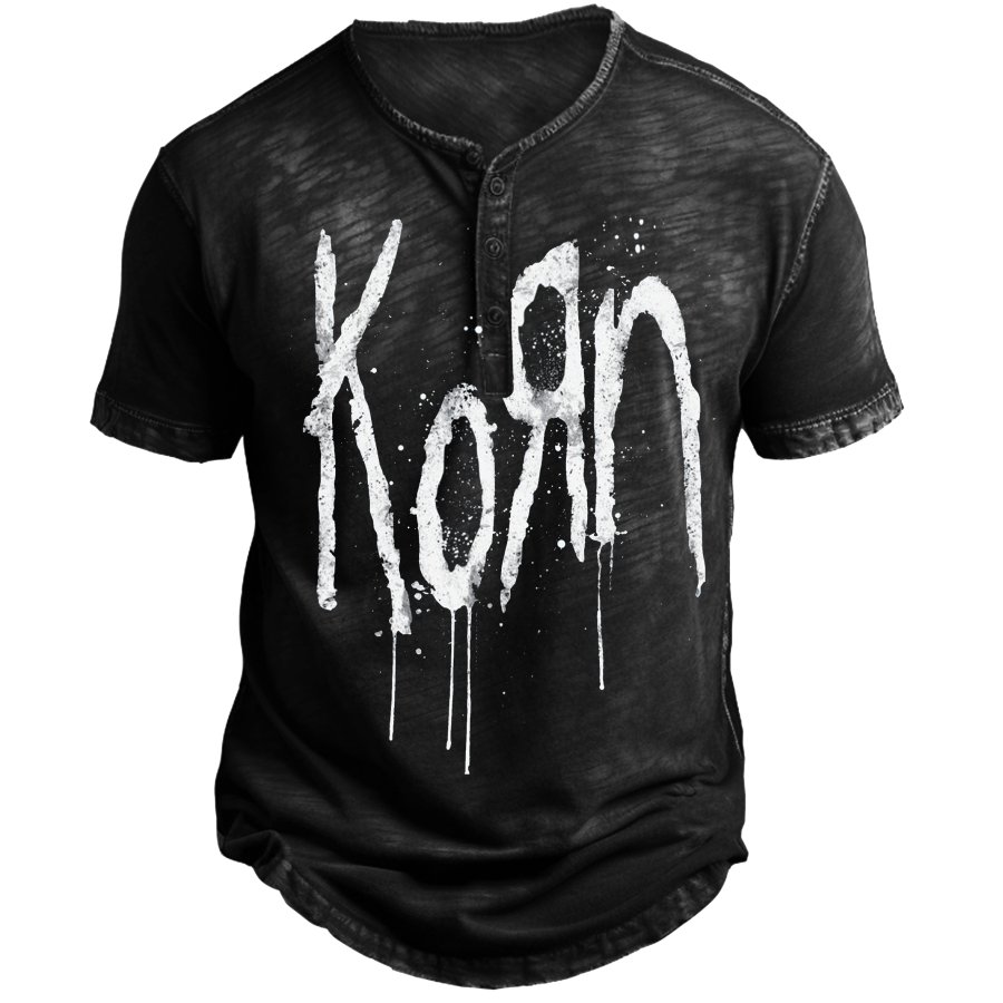 

Herren-Kurzarm-T-Shirt „Korn Still A Freak“ Mit Henry-Aufdruck