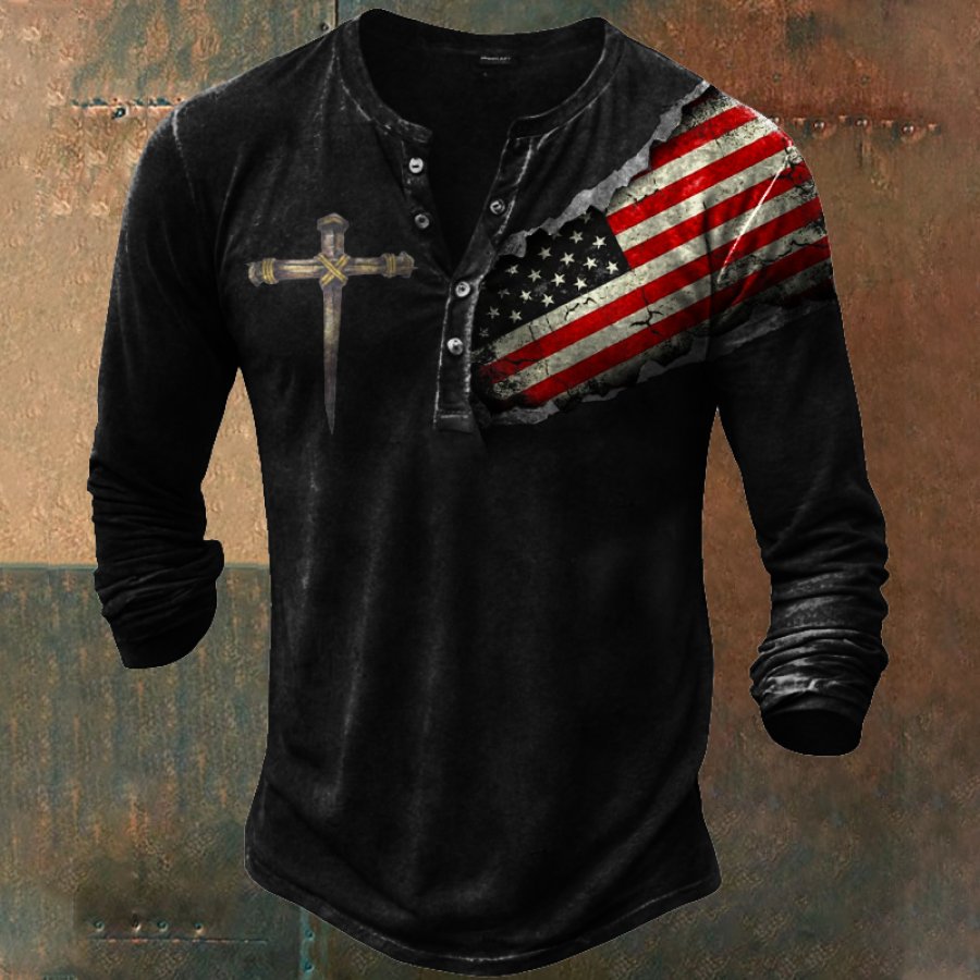 

Herren-T-Shirt Mit Aufdruck „The Flag Of The United States Vintage Henry“.