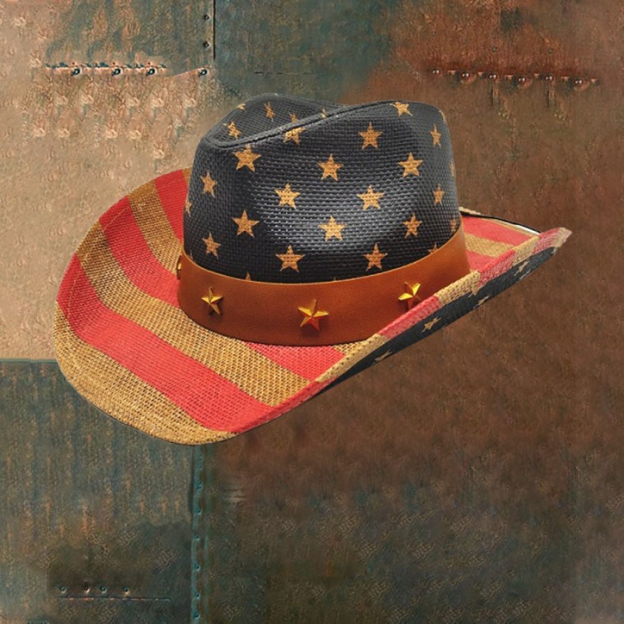 

Western-Cowboy-Mode-Sonnenhut Mit Amerikanischer Flagge