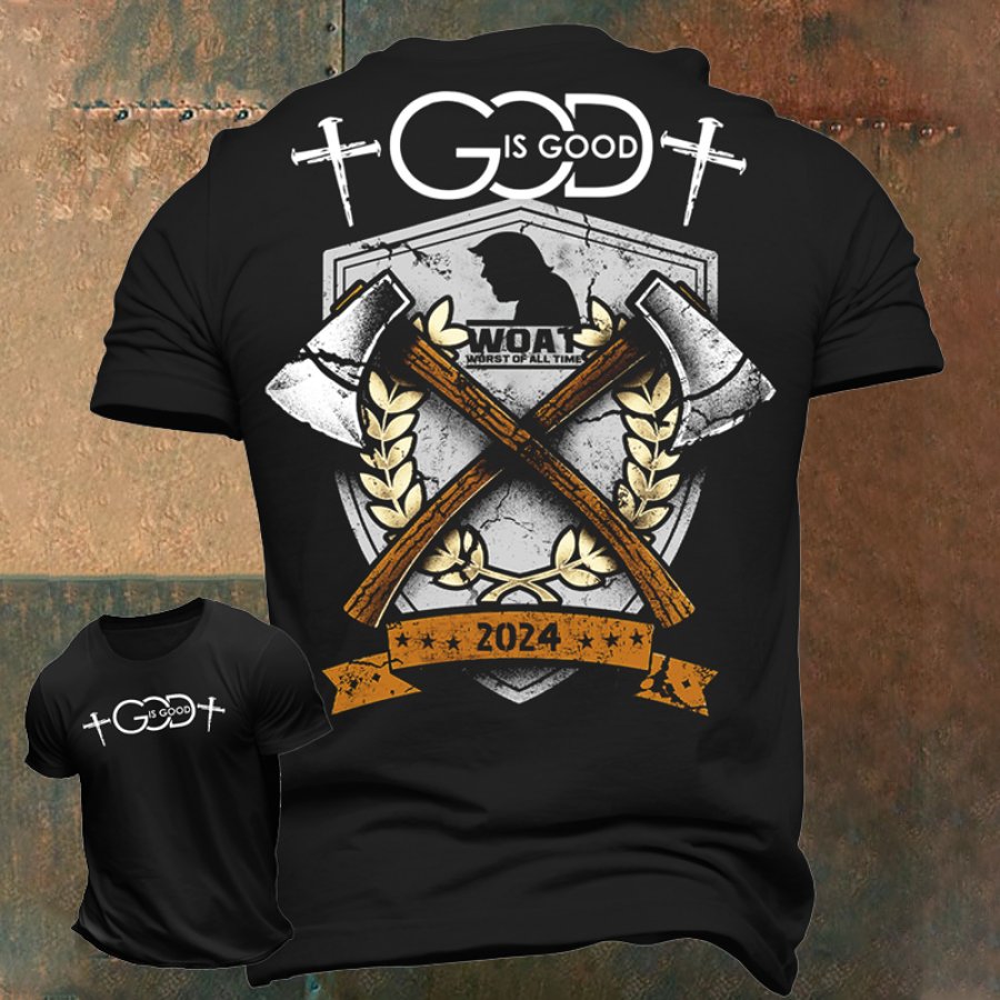 

God Is The President 2024 - Camiseta Vintage Con Bandera Americana De Jesús Pascua Para Hombre