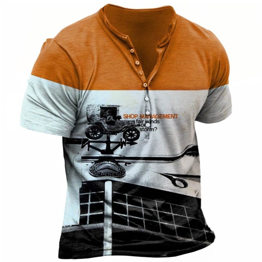 

Camiseta Vintage Henley Motor Age Con Bloques De Color Para Hombre