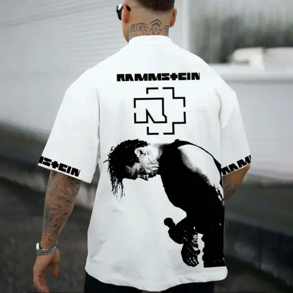 Men's Rammstein Rock Band Loose Short Sleeve Oversized T-Shirt - Cotosen.com