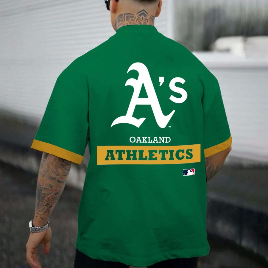 

Camiseta Extragrande De Manga Corta Holgada De Los Oakland Athletics Para Hombre