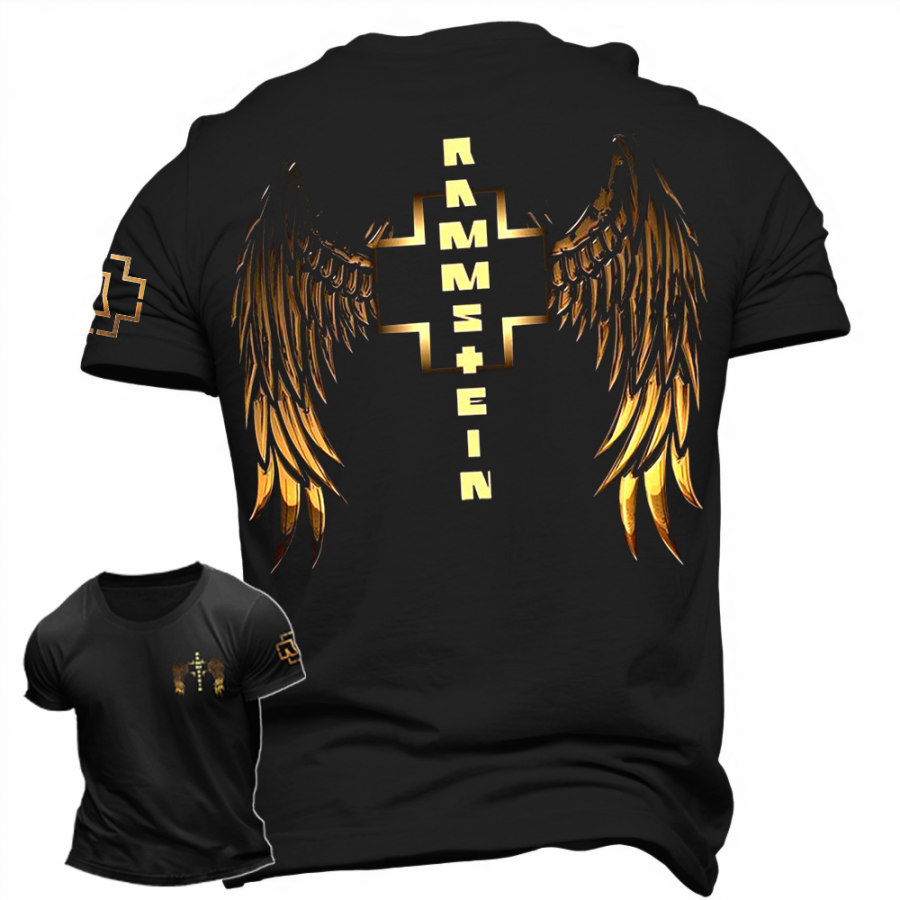 

T-shirt à Manches Courtes Quotidien Imprimé Rammstein Rock Band Vintage Pour Hommes