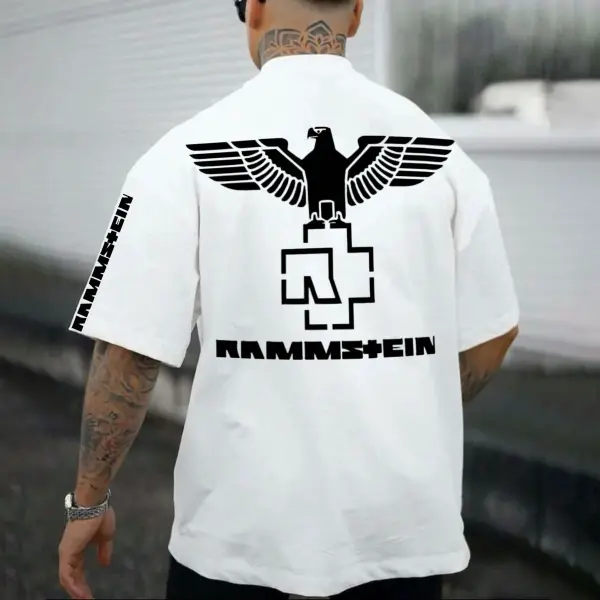 Men's Rammstein Rock Band Loose Short Sleeve Oversized T-Shirt - Cotosen.com