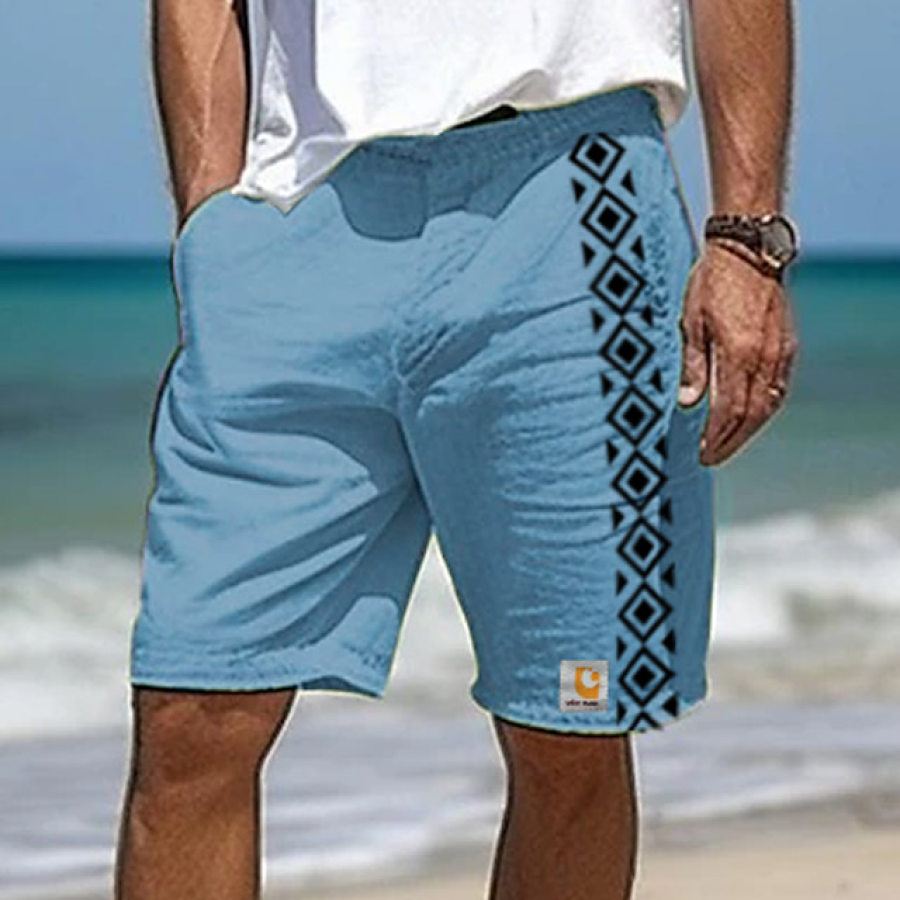 

Short De Surf Vintage En Coton Et Lin Pour Hommes Aztèque Plage Vacances Quotidien Hawaïen Décontracté