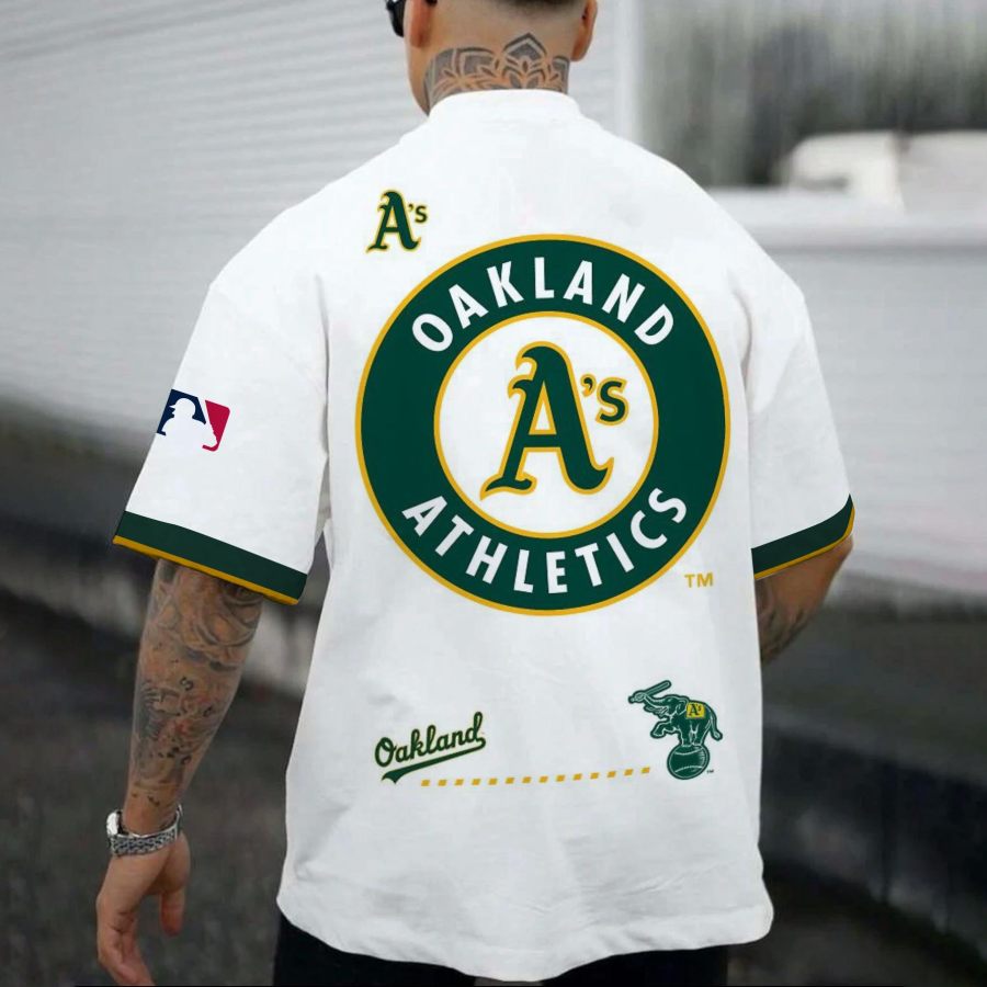 

Lockeres Kurzärmliges übergroßes T-Shirt Der Oakland Athletics Für Herren