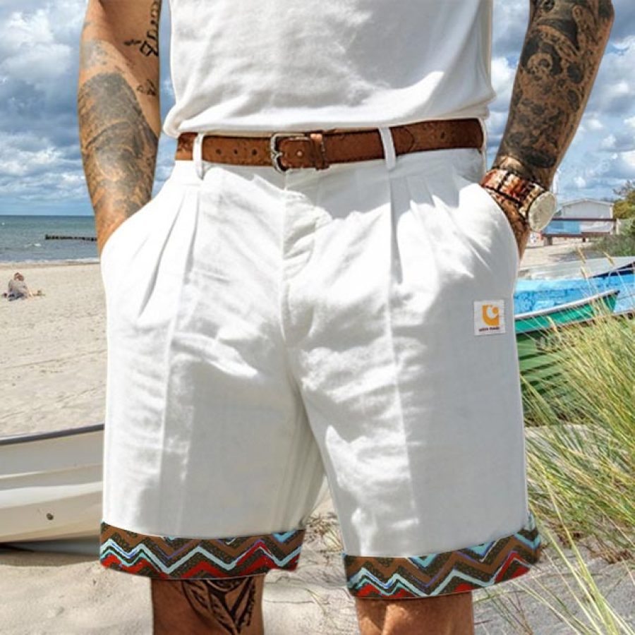 

Short De Surf Vintage En Coton Et Lin Pour Hommes Aztèque Plage Vacances Quotidien Hawaïen Décontracté