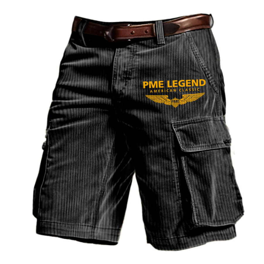 

Men's Corduroy PME Legend Print Outdoor Vintage Multi Pocket Shorts