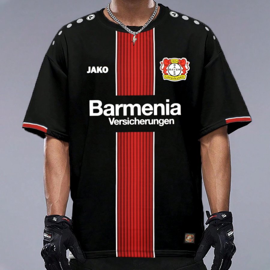 

Camiseta Extragrande Informal Con Cuello Redondo Y Estampado Gráfico Del Equipo Bayer Leverkusen Para Hombre