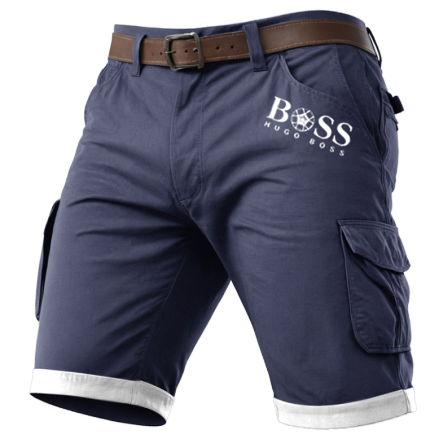 

Men's Boss Print Contrast Lining At The Hem Of The Shorts Pants