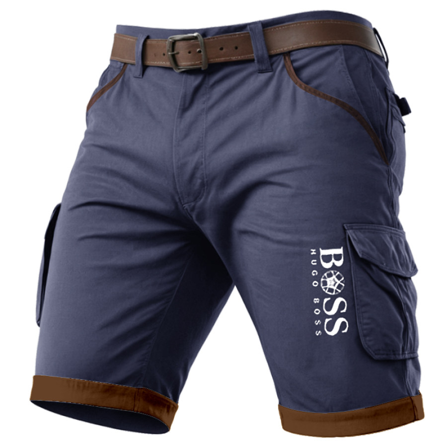 

Pantalones Cortos Con Forro En Contraste Y Estampado De Boss Para Hombre En El Dobladillo De Los Pantalones Cortos