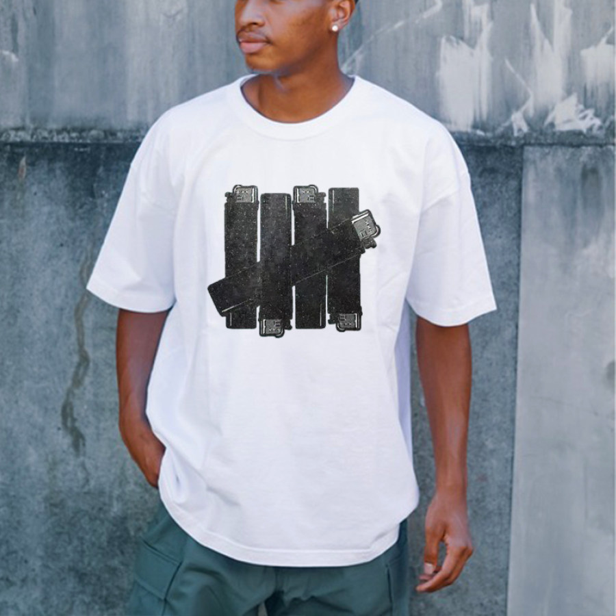 

Men's Oversize Lighter Vintage Street Print T-shirt