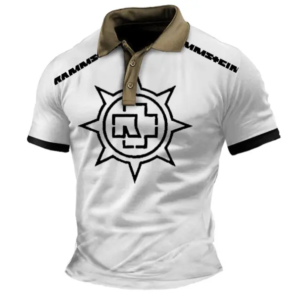 Men's Polo Shirt Rammstein Rock Band Star Vintage Outdoor Color Block Short Sleeve Summer Daily Tops - Ootdyouth.com 