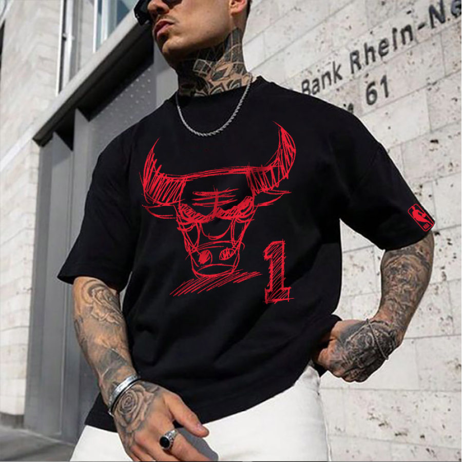 

Camiseta Deportiva Informal Extragrande De Manga Corta Holgada Con Estampado De Baloncesto Para Hombre