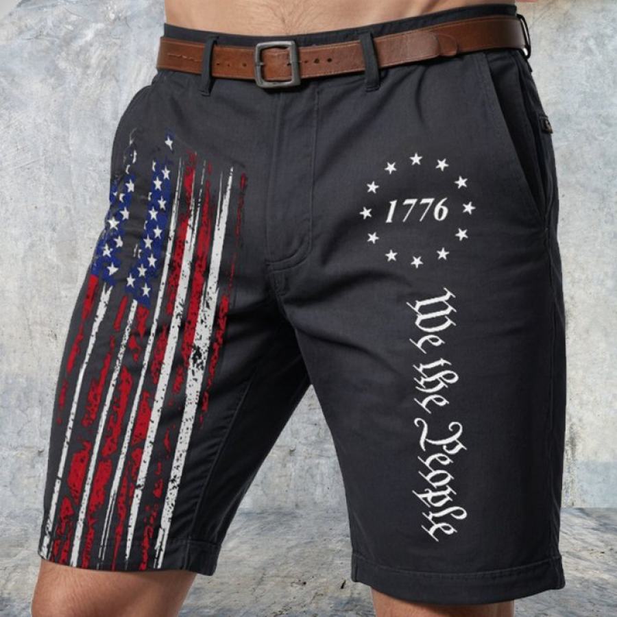 

Men's Outdoor Vintage US Flag Cargo Shorts