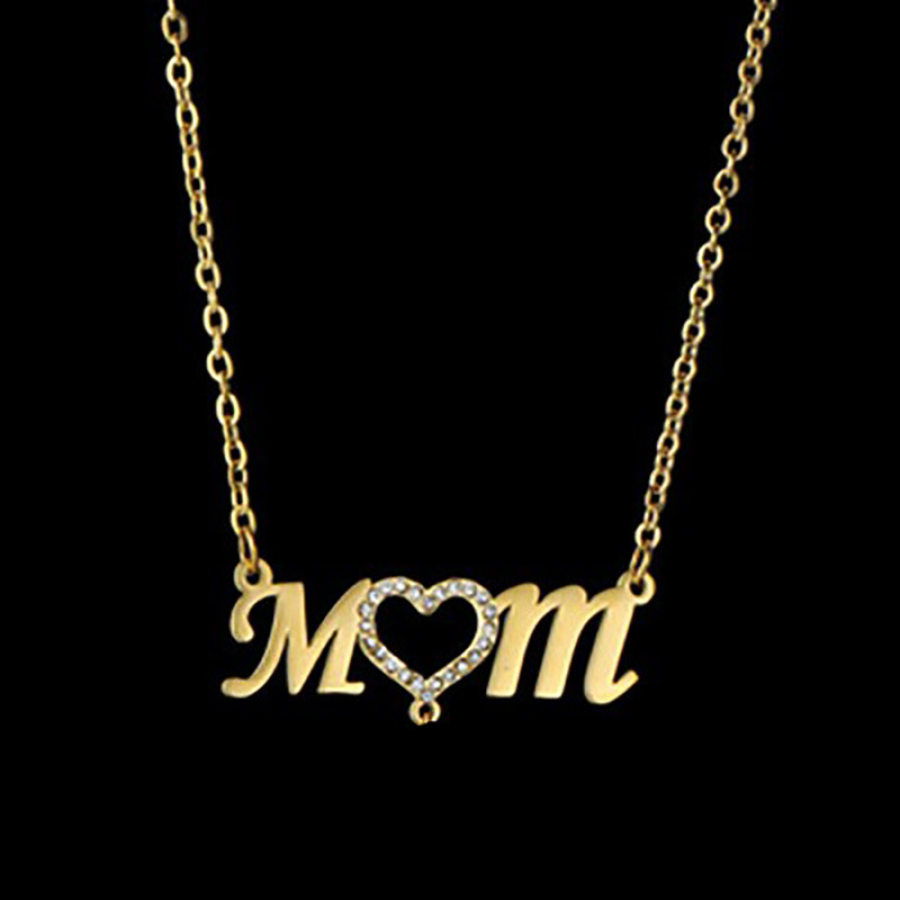 

Mother's Day Gift Diamond MOM Engraving Necklace Foot Pendant