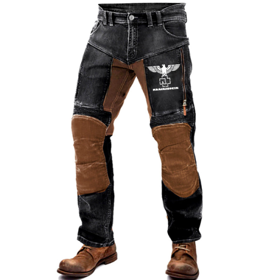 

Pantalon Imprimé Rammstein Rock Band Pour Hommes Pantalon D'extérieur En Coton Lavé Vintage Avec Poche Zippée